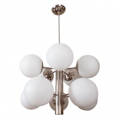 Chrome pendant fixture with frosted globes